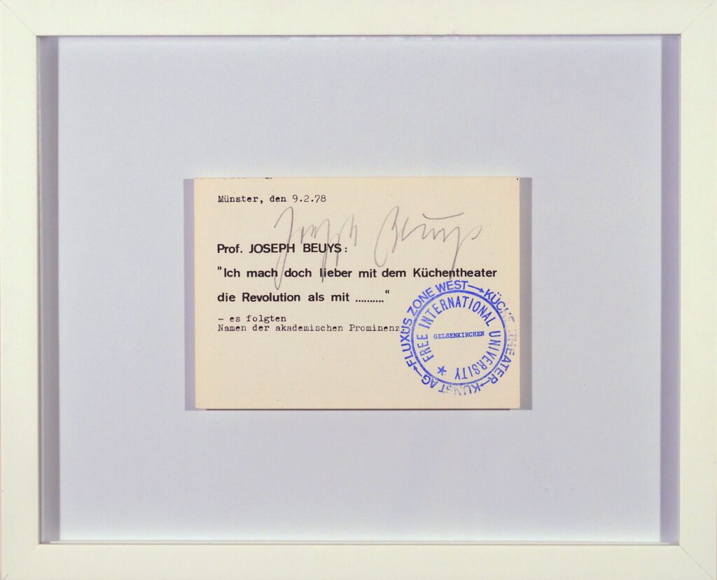 Joseph Beuys signierte Postkarte, "Küchentheater“