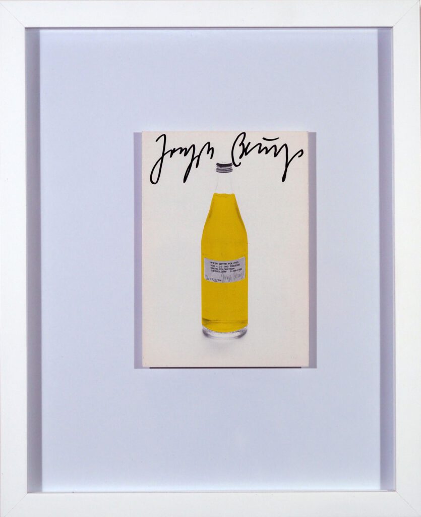 Joseph Beuys signierte Postkarte, "Rhine Water Polluted“