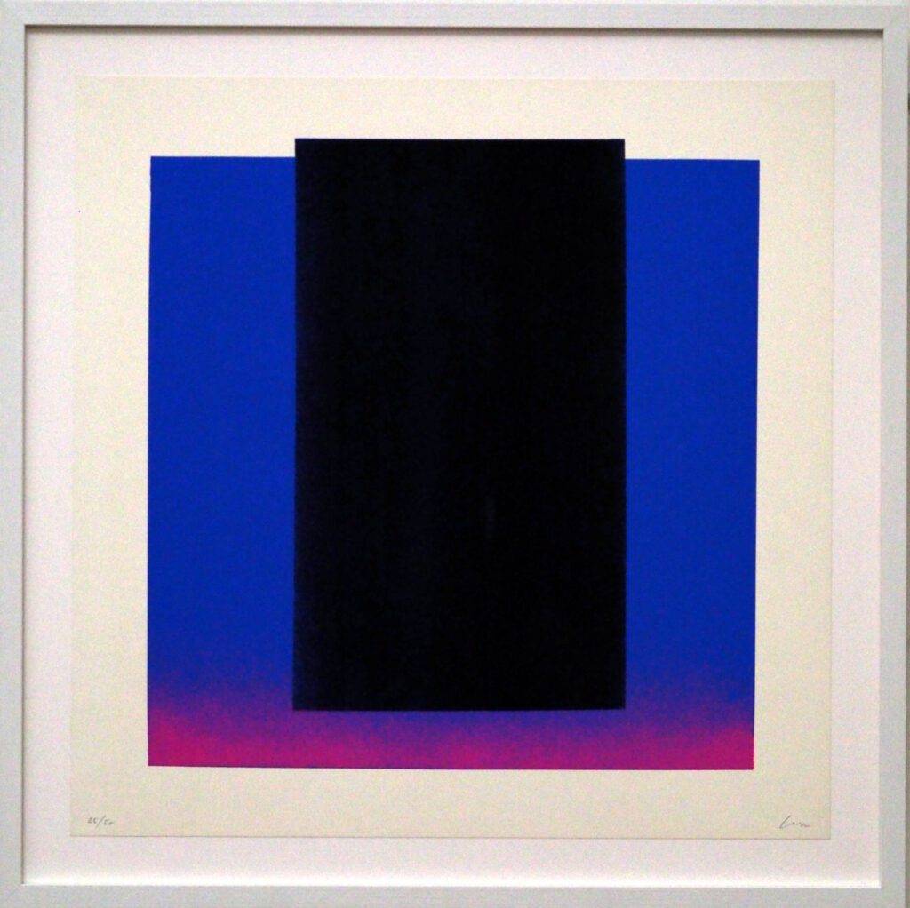 Rupprecht Geiger: „schwarz auf blau mit lila“, (aus: Mappe Farbsequenzen)